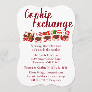Gingerbread Train Cookie Exchange Holiday Invite