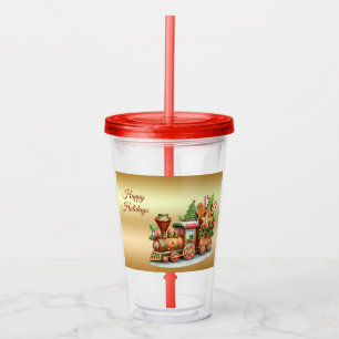 Gingerbread Train Holiday Acrylic Tumbler