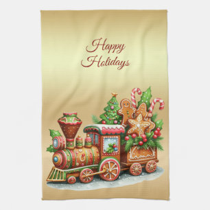 Gingerbread Train Holiday Kitchen Towel