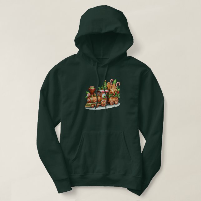 Gingerbread Train Holiday Men's Hoodie (Design Front)