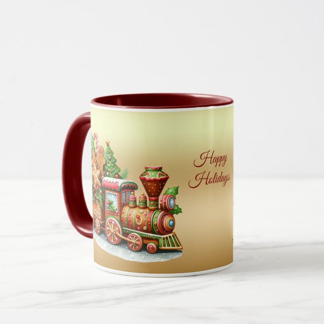 Gingerbread Train Holiday Mug (Front Left)
