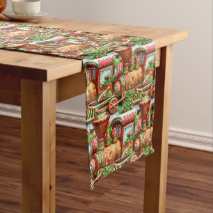 Gingerbread Train Holiday Table Runner