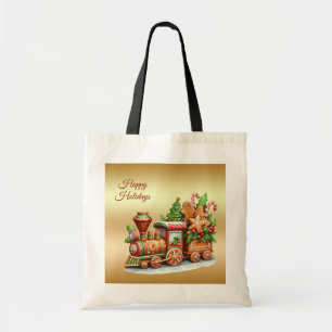 Gingerbread Train Holiday Tote Bag