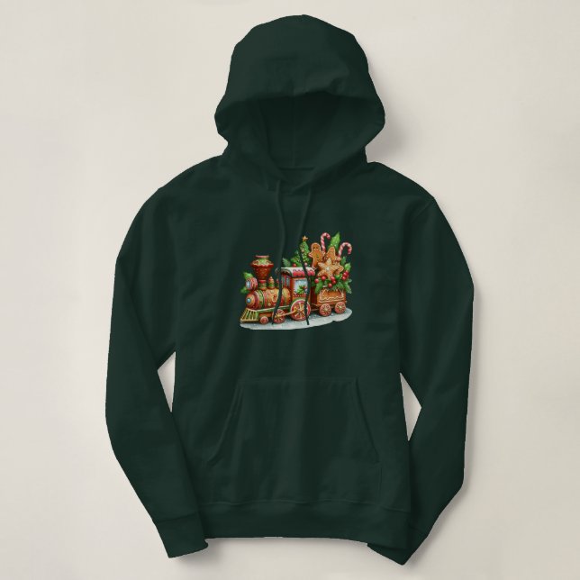 Gingerbread Train Holiday Women's Hoodie (Design Front)