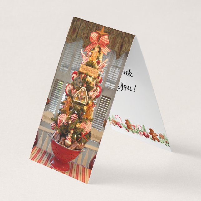Gingerbread Tree Thank You Bookmark Business Card (Front)