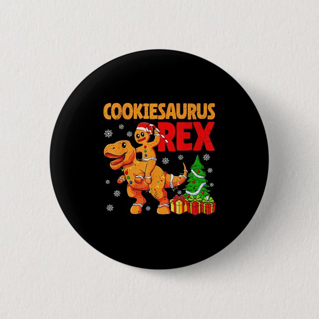 Gingerbread Trex Dinosaur For Christmas Gingerbrea 6 Cm Round Badge (Front)