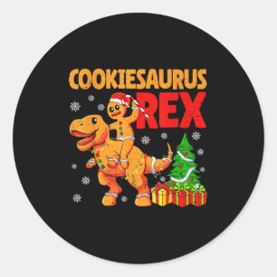 Gingerbread Trex Dinosaur For Christmas Gingerbrea Classic Round Sticker