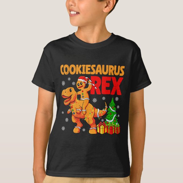 Gingerbread Trex Dinosaur For Christmas Gingerbrea T-Shirt (Front)