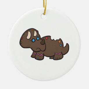 Gingerbread Triceratops Ornamet Ceramic Tree Decoration