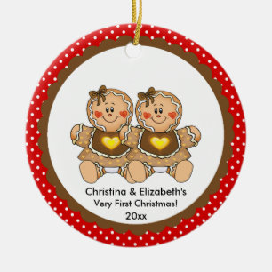 Gingerbread Twins Baby's First Christmas Ornament