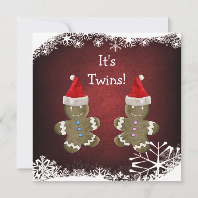 Gingerbread Twins Christmas Baby Shower Invitation (Front)