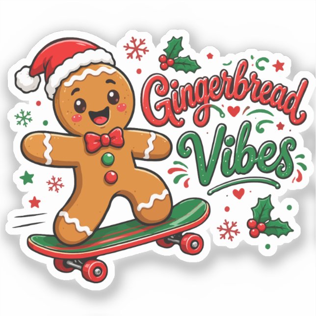 Gingerbread Vibes Skateboard Christmas (Front)
