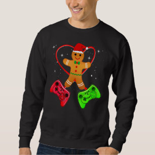 Gingerbread Video Game Controllers  Christmas Cook Sweatshirt