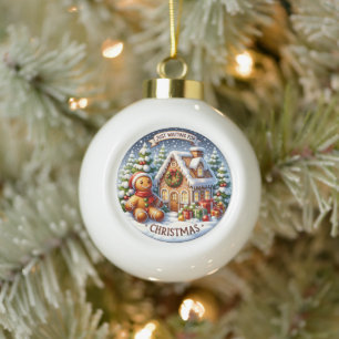 Gingerbread Village Charm Festive Christmas Wall Ceramic Ball Christmas Ornament