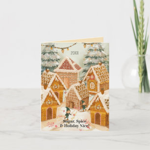 Gingerbread Village Christmas Folded Holiday Card