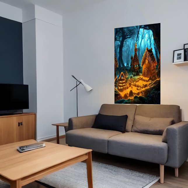 Gingerbread village in the dark forest | AI Art  Poster (Creator Uploaded)