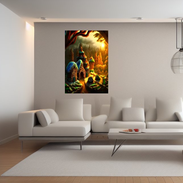 Gingerbread village in the forest | AI Art  Poster (Creator Uploaded)