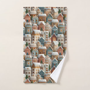 Gingerbread Village Of Decorated Cookie Houses Hand Towel