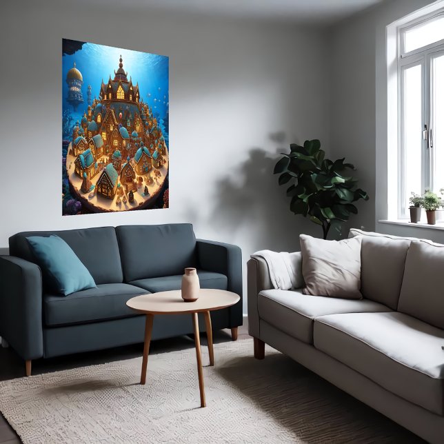 Gingerbread village under the sea | AI Art Poster (Creator Uploaded)