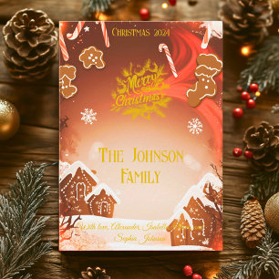 Gingerbread Village with Custom Family Message Invitation