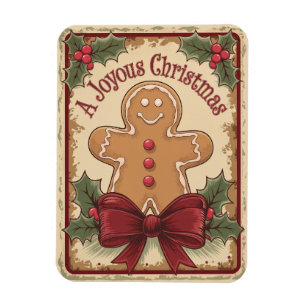 Gingerbread vintage joyous Merry Christmas Magnet