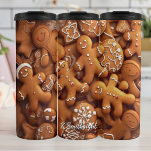 Gingerbread Warm Spiced Cookie Pattern Thermal Tumbler