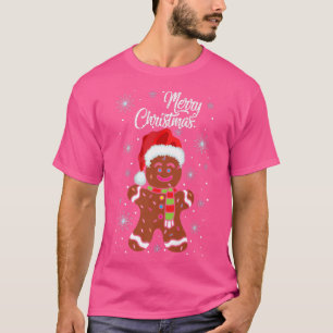 Gingerbread Wear Santa Hat Christmas Costume Cooki T-Shirt