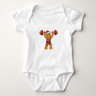 Gingerbread Weightlifter Christmas 2026 Holiday F Baby Bodysuit