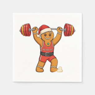 Gingerbread Weightlifter Christmas 2026 Holiday F Napkin