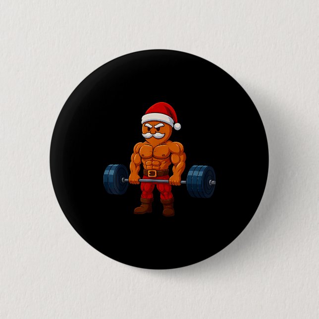 Gingerbread Weightlifting Fitness Gym Workout Chri 6 Cm Round Badge (Front)