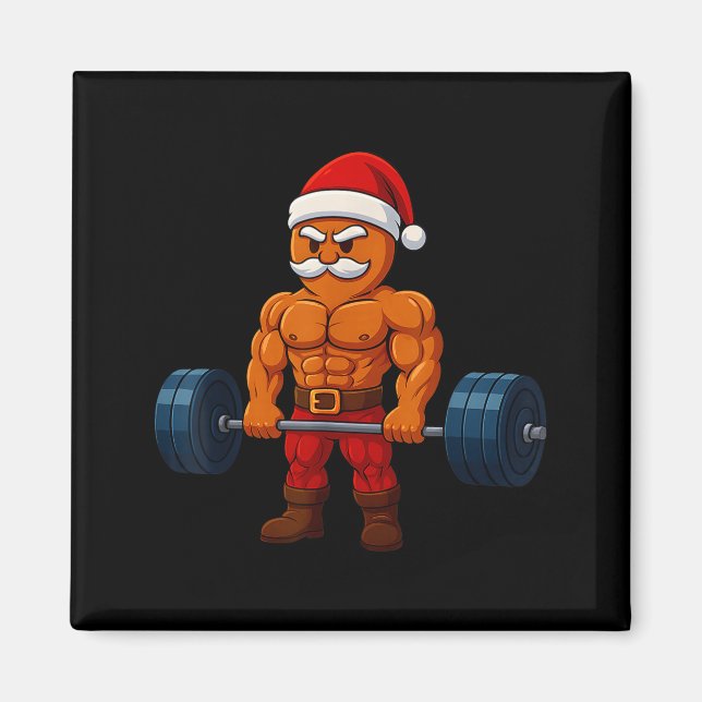 Gingerbread Weightlifting Fitness Gym Workout Chri Magnet (Front)