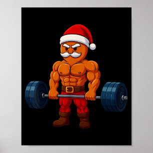 Gingerbread Weightlifting Fitness Gym Workout Chri Poster