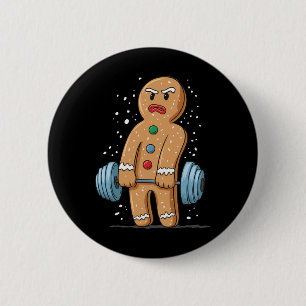 Gingerbread Weightlifting Workout Bodybuilding 1 6 Cm Round Badge