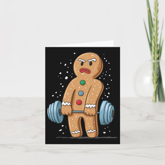 Gingerbread Weightlifting Workout Bodybuilding 1  Card (Front)