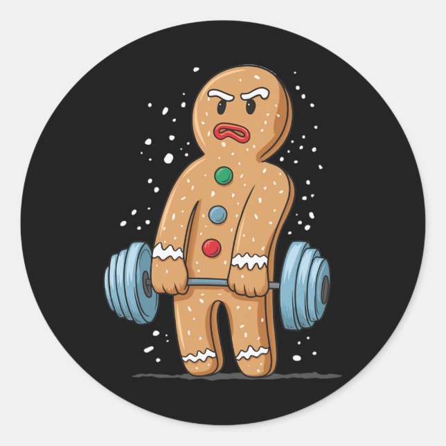 Gingerbread Weightlifting Workout Bodybuilding 1  Classic Round Sticker (Front)