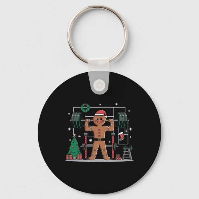 Gingerbread Weightlifting Workout Bodybuilding 2  Key Ring (Front)