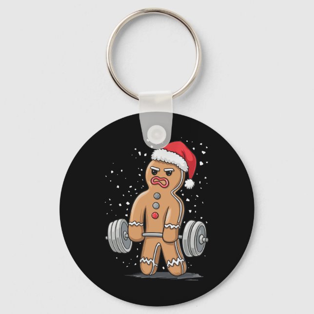 Gingerbread Weightlifting Workout Bodybuilding  Key Ring (Front)