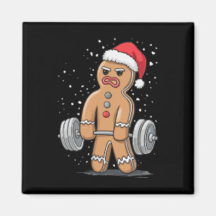Gingerbread Weightlifting Workout Bodybuilding Magnet