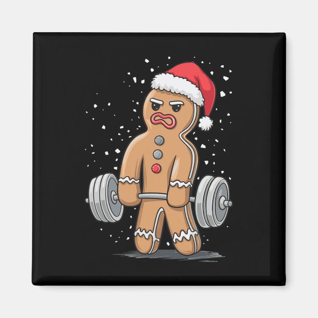 Gingerbread Weightlifting Workout Bodybuilding  Magnet (Front)
