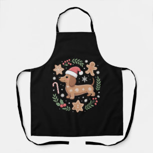 Gingerbread Weiner Dog Lover Dachshund Christmas  Apron