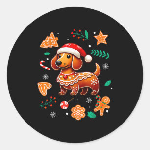 Gingerbread Weiner Dog Lover Dachshund Christmas C Classic Round Sticker