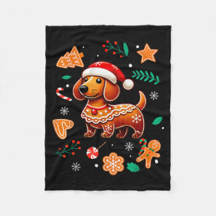 Gingerbread Weiner Dog Lover Dachshund Christmas C Fleece Blanket