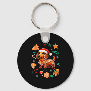 Gingerbread Weiner Dog Lover Dachshund Christmas C Key Ring