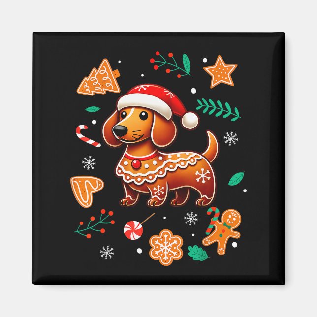 Gingerbread Weiner Dog Lover Dachshund Christmas C Magnet (Front)