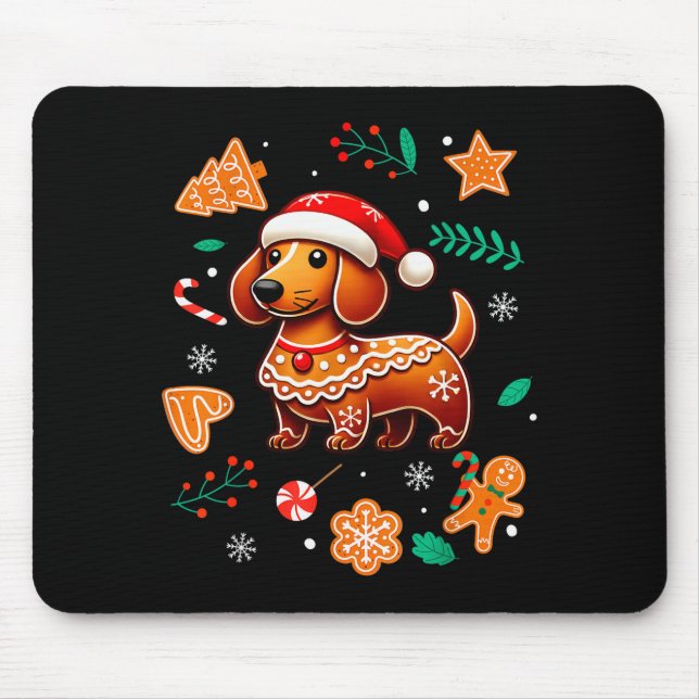 Gingerbread Weiner Dog Lover Dachshund Christmas C Mouse Mat (Front)