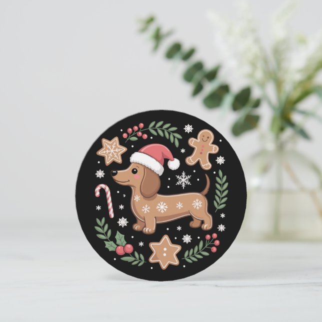 Gingerbread Weiner Dog Lover Dachshund Christmas  Holiday Card (Standing Front)
