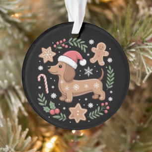 Gingerbread Weiner Dog Lover Dachshund Christmas Ornament