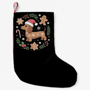Gingerbread Weiner Dog Lover Dachshund Christmas  Small Christmas Stocking