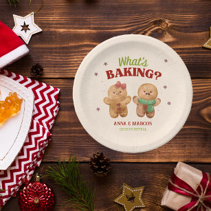 Gingerbread What's baking Christmas Gender Reveal Paper Plate