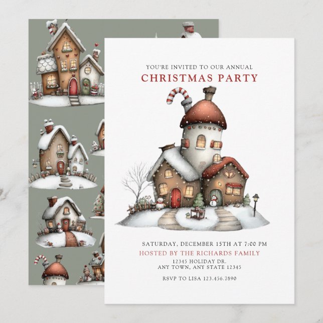 Gingerbread | Whimsical Christmas Party Invitation (Front/Back)